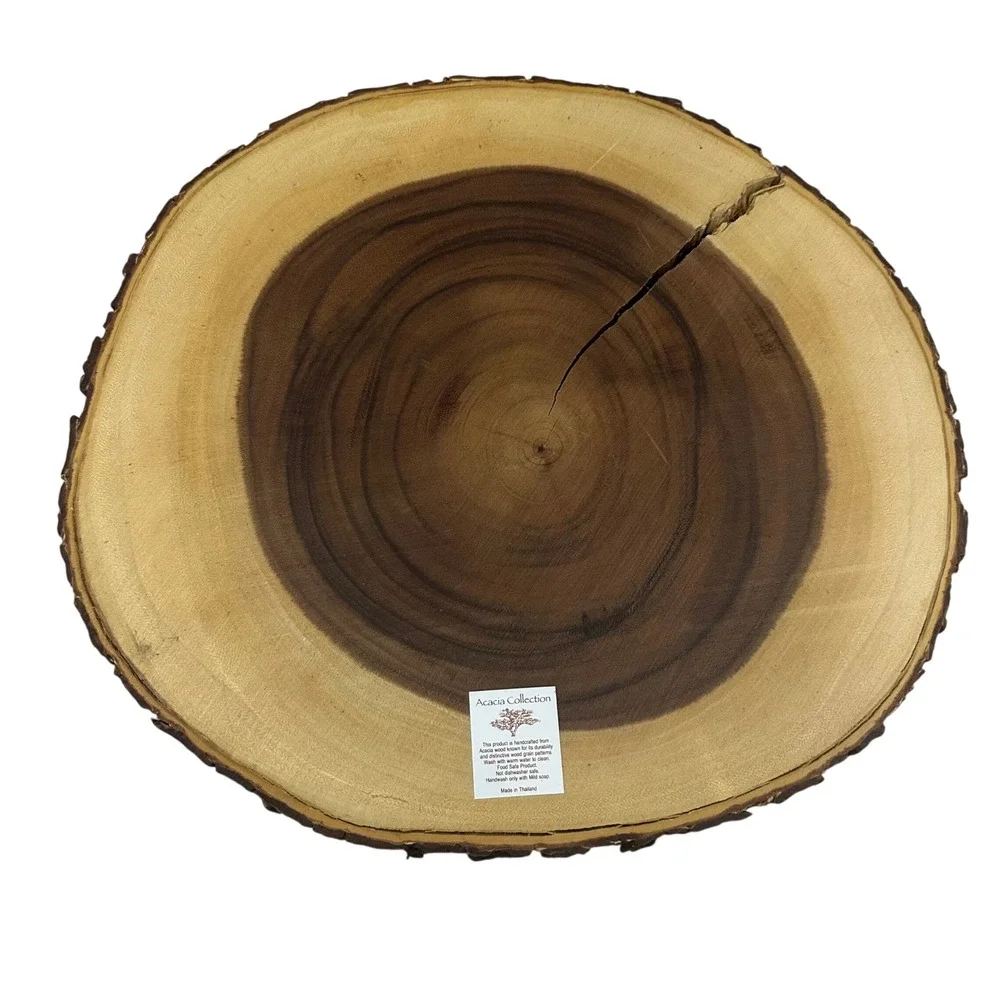 Acacia Collection Live‎ Edge Wood Chip and Dip Server Rustic Bark 16.5 Inch Tray